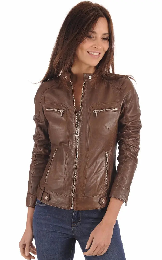 Women Genuine Leather Jacket WJ 63 freeshipping - SkinOutfit
