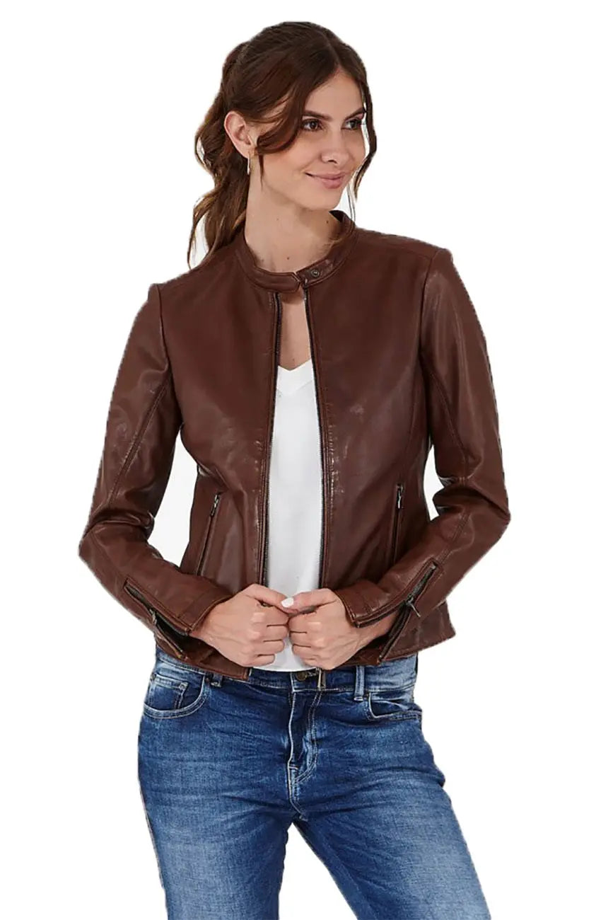 Women Genuine Leather Jacket WJ111 freeshipping - SkinOutfit