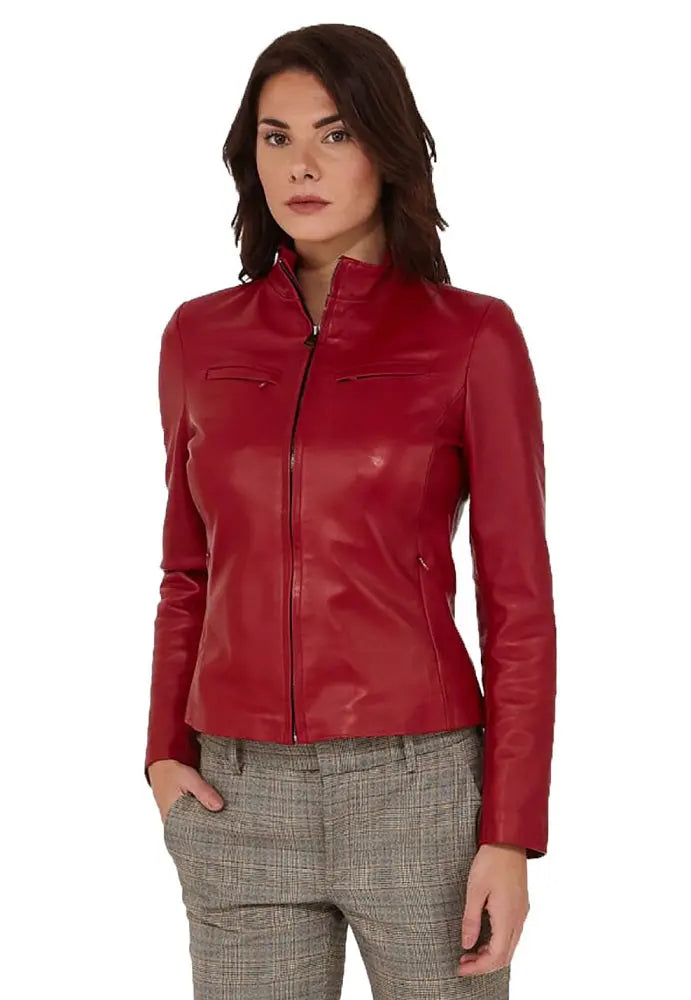 Women Genuine Leather Jacket WJ118 freeshipping - SkinOutfit