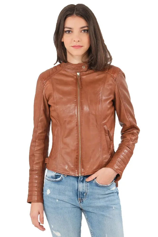 Women Genuine Leather Jacket WJ125 freeshipping - SkinOutfit