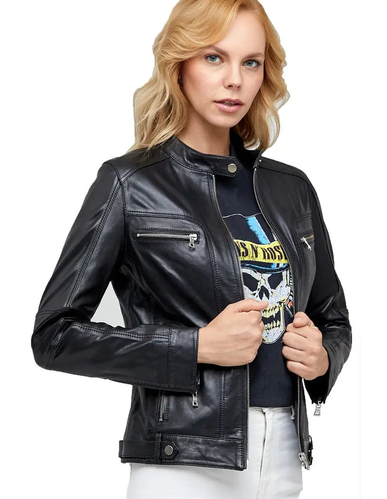 Women Genuine Leather Jacket WJ139 freeshipping - SkinOutfit
