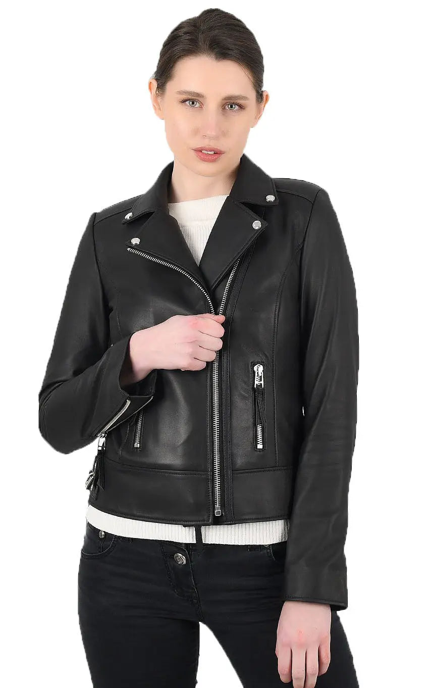 Women Genuine Leather Jacket WJ152 SkinOutfit