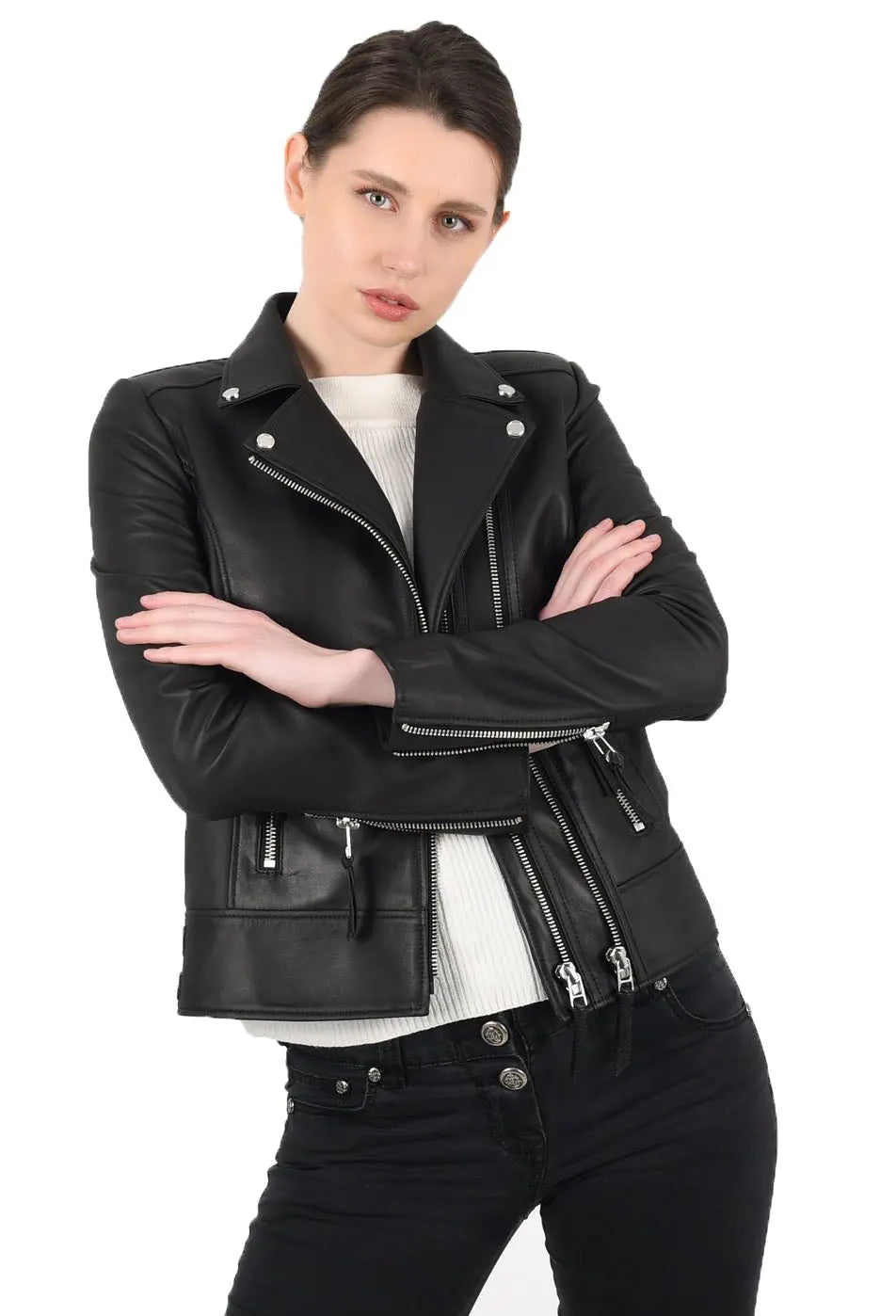Women Genuine Leather Jacket WJ152 SkinOutfit