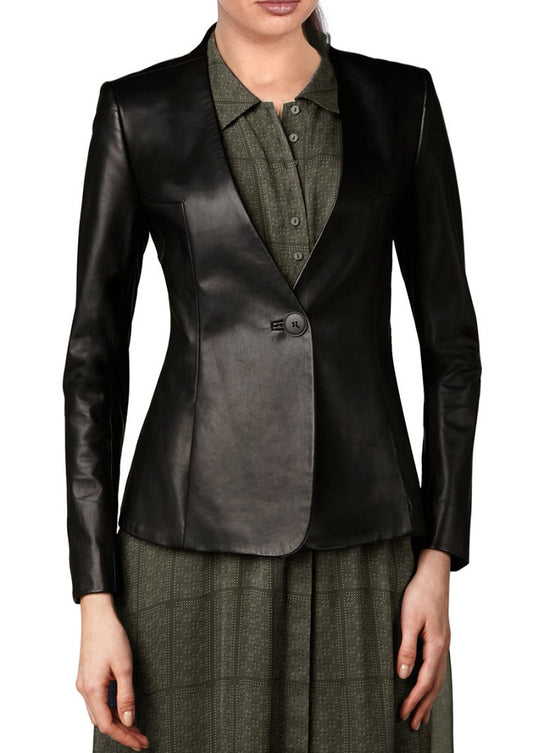Women Genuine Leather Blazer Coat WB 10 SkinOutfit