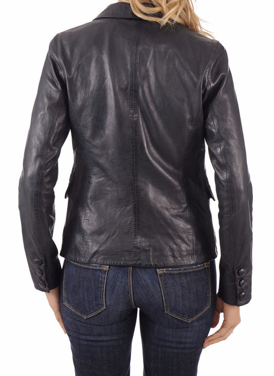 Women Genuine Leather Blazer Coat WB 14 SkinOutfit