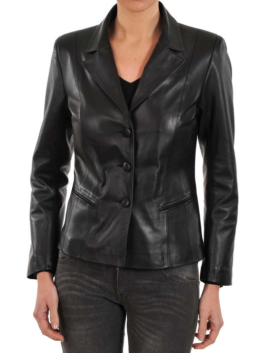 Women Genuine Leather Blazer Coat WB 22 SkinOutfit