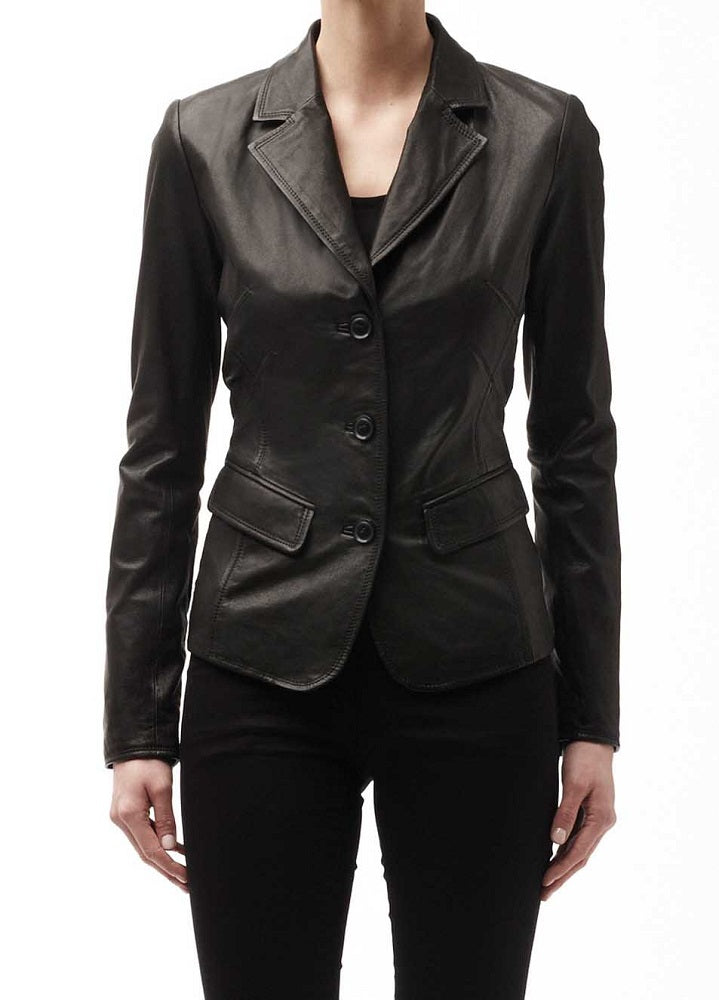 Women Genuine Leather Blazer Coat WB 23 SkinOutfit