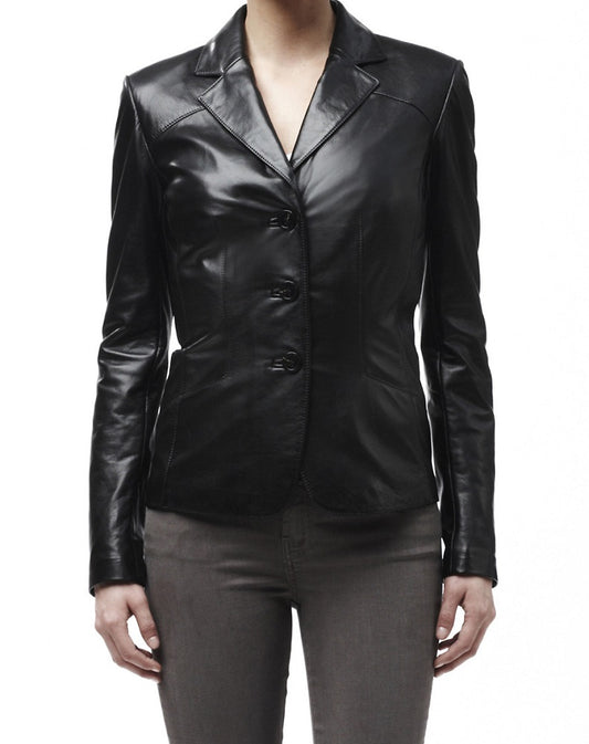 Women Genuine Leather Blazer Coat WB 24 SkinOutfit