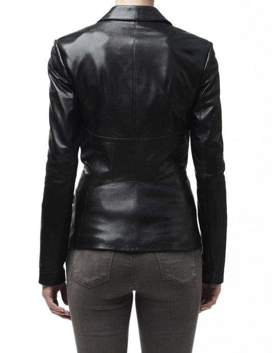 Women Genuine Leather Blazer Coat WB 24 SkinOutfit