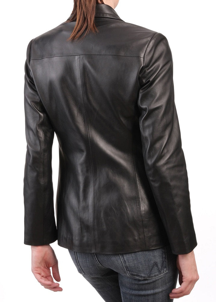 Women Genuine Leather Blazer Coat WB 25 SkinOutfit
