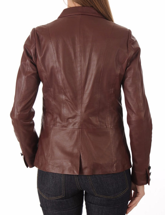 Women Genuine Leather Blazer Coat WB 26 SkinOutfit