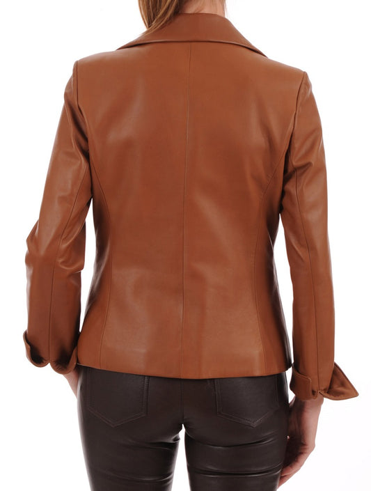 Women Genuine Leather Blazer Coat WB 27 SkinOutfit