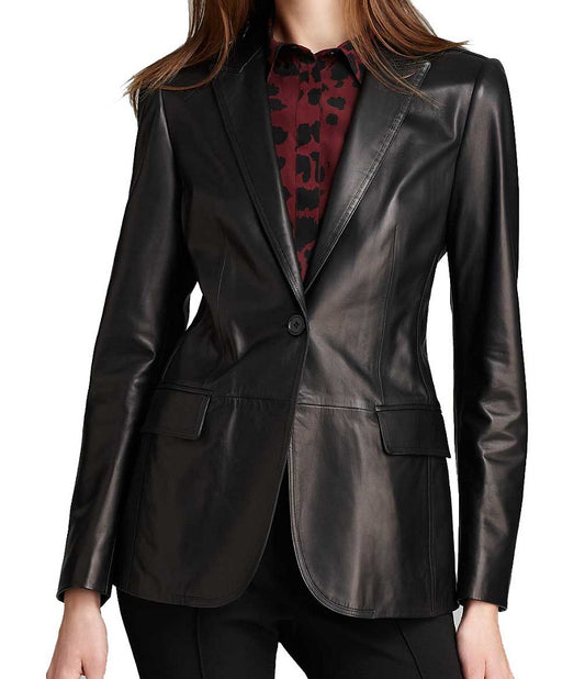 Women Genuine Leather Blazer Coat WB 30 SkinOutfit