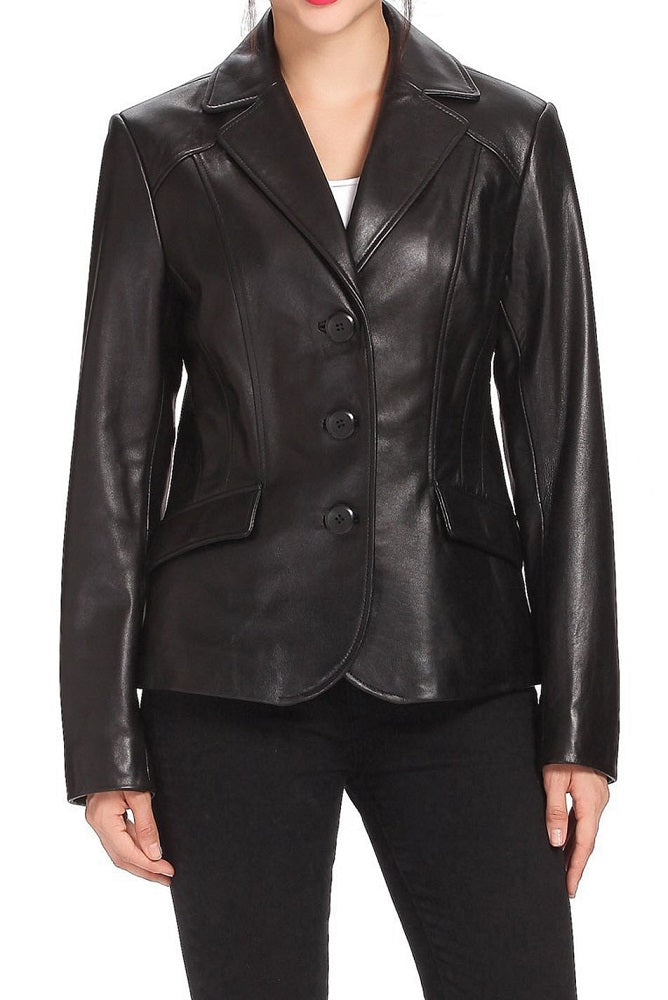 Women Genuine Leather Blazer Coat WB 31 SkinOutfit