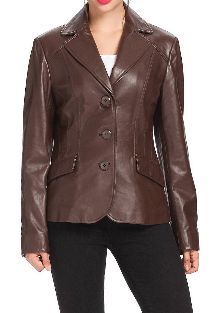 Women Genuine Leather Blazer Coat WB 32 SkinOutfit