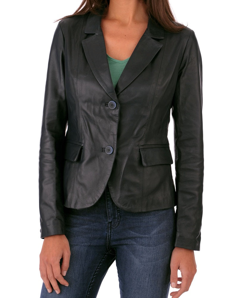 Women Genuine Leather Blazer Coat WB 33 SkinOutfit