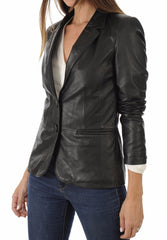 Women Genuine Leather Blazer Coat WB 34 SkinOutfit