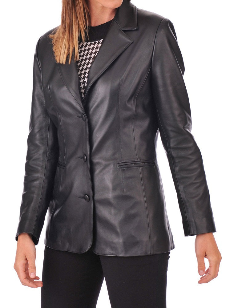 Women Genuine Leather Blazer Coat WB 35 SkinOutfit