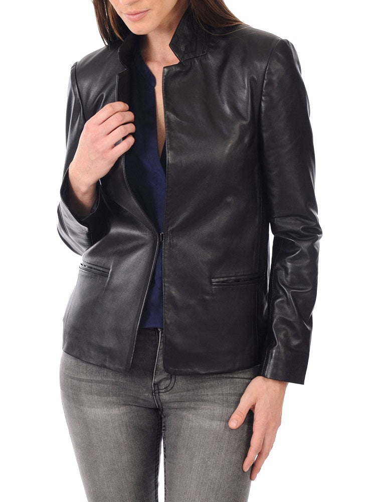 Women Genuine Leather Blazer Coat WB 36 SkinOutfit