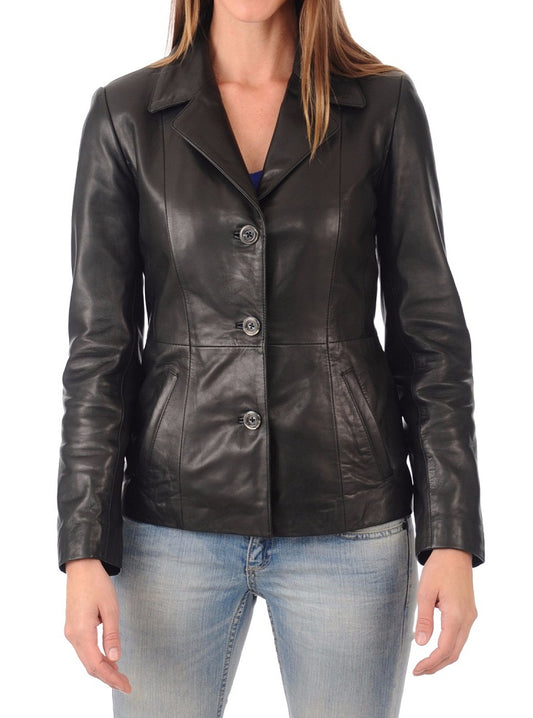 Women Genuine Leather Blazer Coat WB 38 SkinOutfit