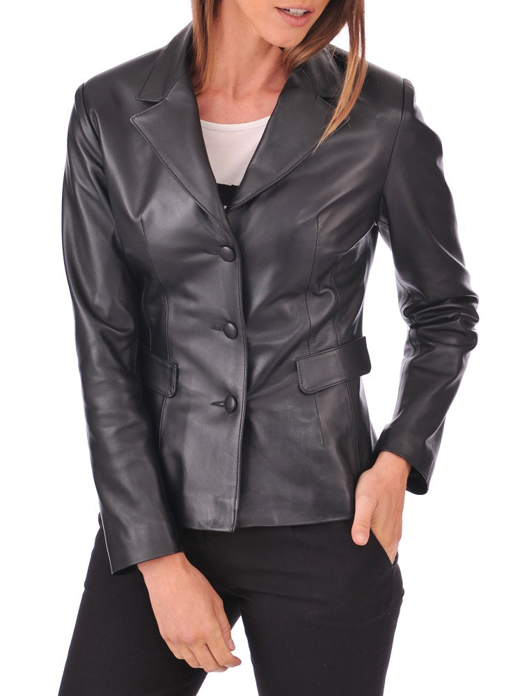 Women Genuine Leather Blazer Coat WB 39 SkinOutfit