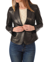Women Genuine Leather Blazer Coat WB 40 SkinOutfit