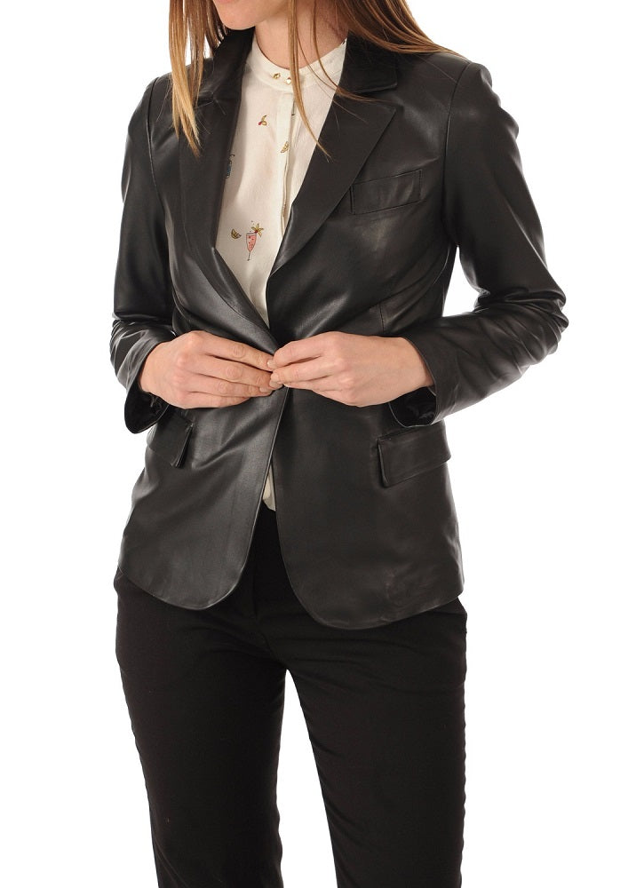 Women Genuine Leather Blazer Coat WB 41 SkinOutfit