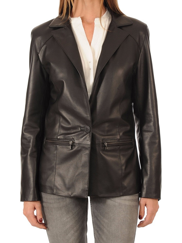 Women Genuine Leather Blazer Coat WB 42 SkinOutfit