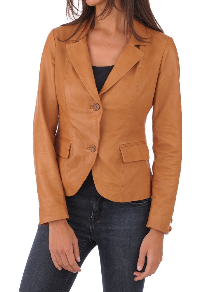 Women Genuine Leather Blazer Coat WB 43 SkinOutfit