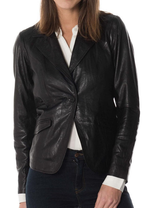 Women Genuine Leather Blazer Coat WB 44 SkinOutfit