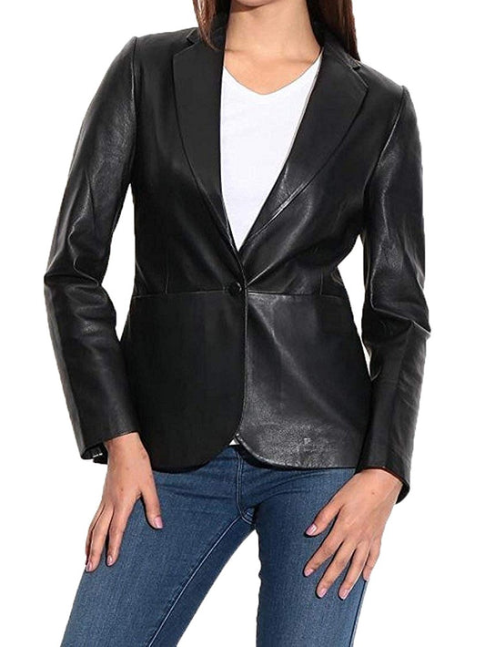 Women Genuine Leather Blazer Coat WB 45 SkinOutfit