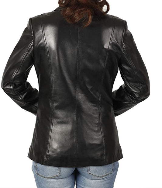 Women Genuine Leather Blazer Coat WB 50 SkinOutfit