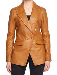 Women Genuine Leather Blazer Coat WB 55 SkinOutfit