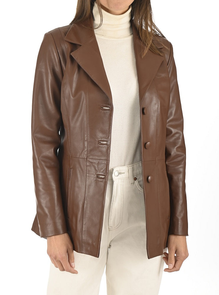 Women Genuine Leather Blazer Coat WB 56 SkinOutfit