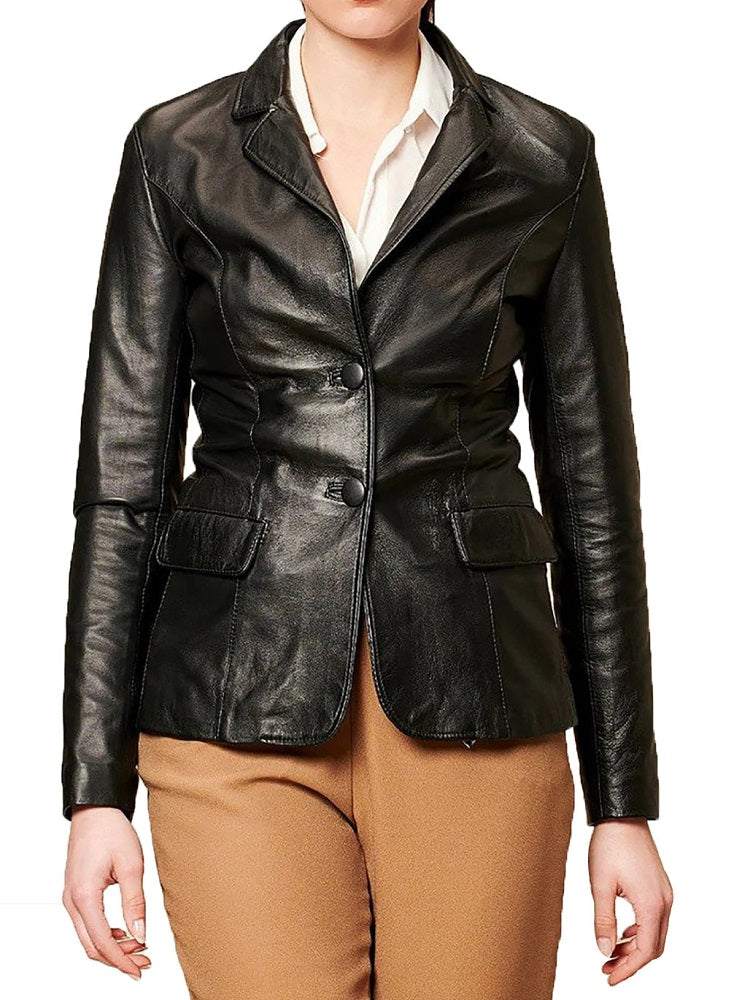 Women Genuine Leather Blazer Coat WB 60 SkinOutfit