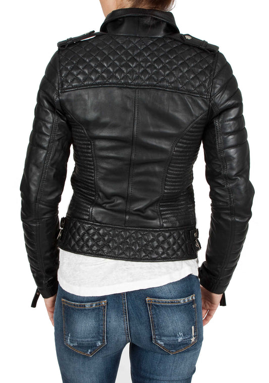 Women Lambskin Genuine Leather Jacket WJ 01 SkinOutfit