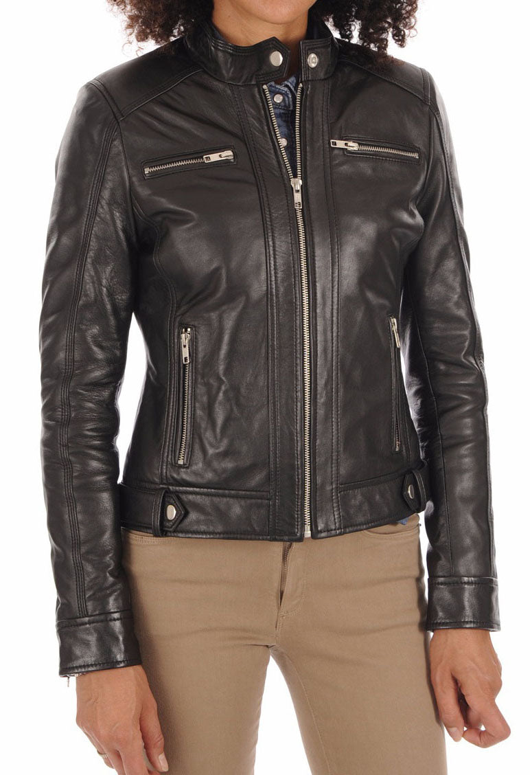 Women Lambskin Genuine Leather Jacket WJ 02 SkinOutfit