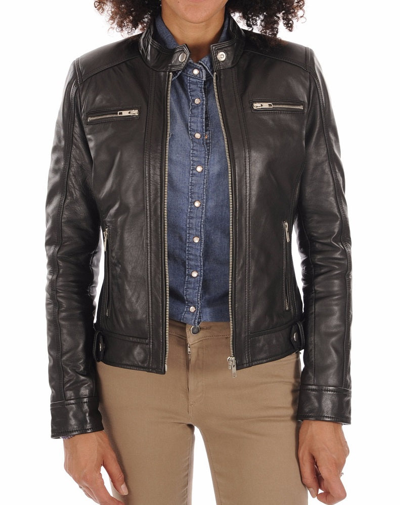 Women Lambskin Genuine Leather Jacket WJ 02 SkinOutfit