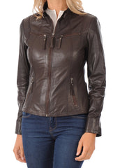 Women Lambskin Genuine Leather Jacket WJ 03 freeshipping - SkinOutfit
