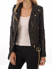 Women Lambskin Genuine Leather Jacket WJ 07 freeshipping - SkinOutfit