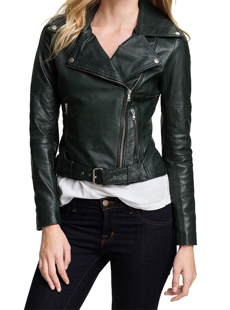 Women Lambskin Genuine Leather Jacket WJ103 freeshipping - SkinOutfit