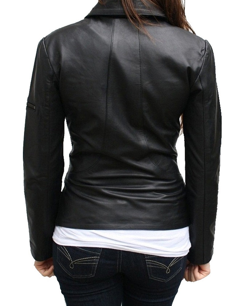 Women Lambskin Genuine Leather Jacket WJ104 freeshipping - SkinOutfit