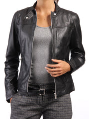 Women Lambskin Genuine Leather Jacket WJ105 freeshipping - SkinOutfit