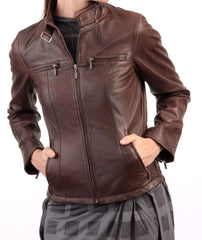 Women Lambskin Genuine Leather Jacket WJ109 SkinOutfit