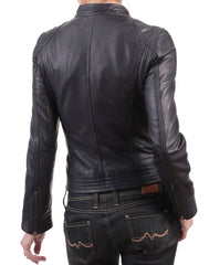 Women Lambskin Genuine Leather Jacket WJ110 SkinOutfit