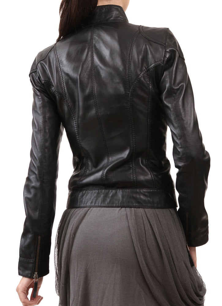 Women Lambskin Genuine Leather Jacket WJ112 SkinOutfit