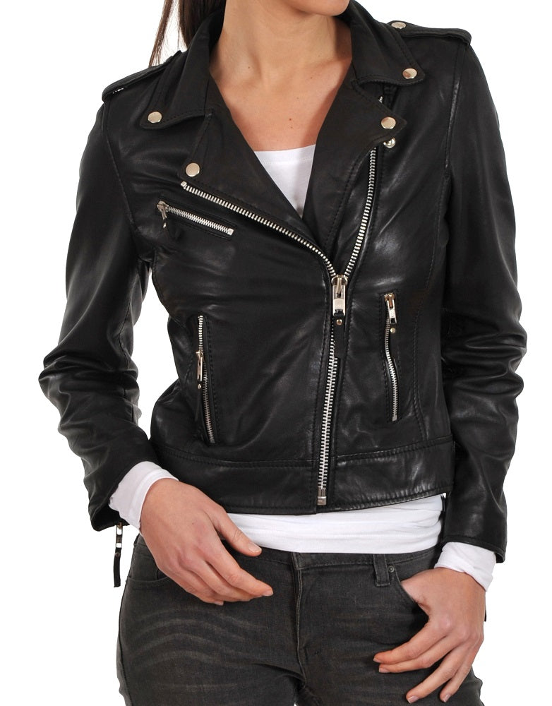 Women Lambskin Genuine Leather Jacket WJ215 SkinOutfit