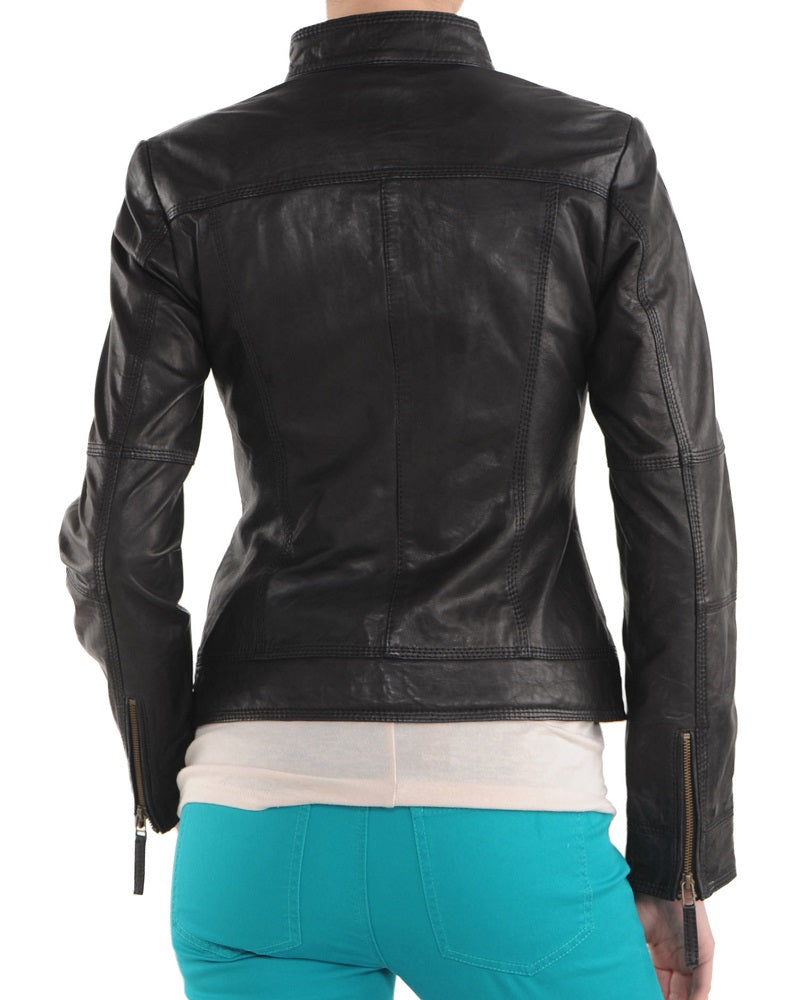 Women Lambskin Genuine Leather Jacket WJ116 SkinOutfit