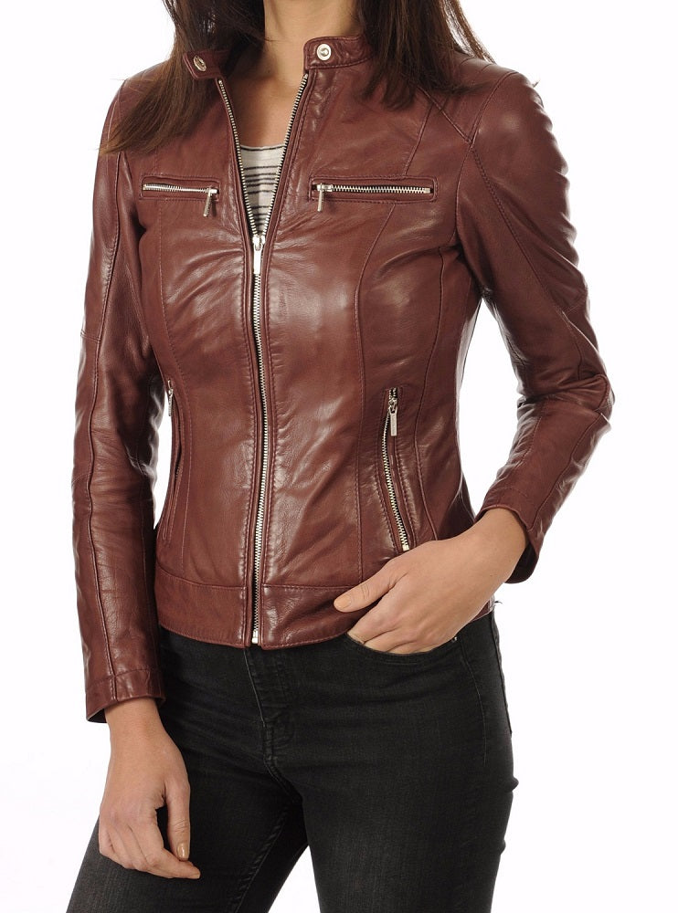 Women Lambskin Genuine Leather Jacket WJ 11 freeshipping - SkinOutfit