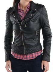 Women Lambskin Genuine Leather Jacket WJ120 SkinOutfit